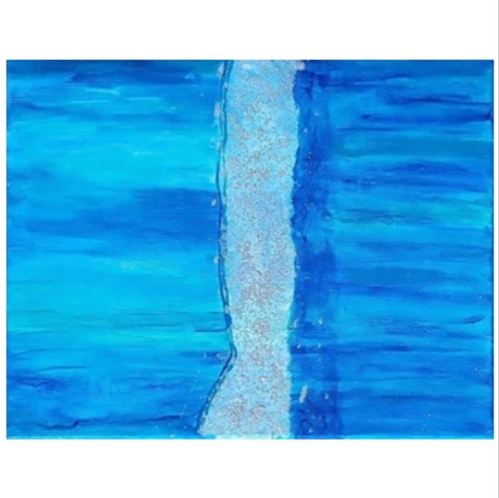 Hand Crafted Blue and Turquoise Abstract Design 11x14 Inches Canvas Painting - Picture 4 of 4